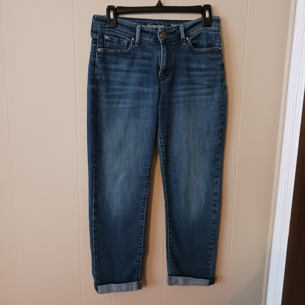 Levi's Modern Slim Cuffed Denim Capri Pants Sz 8 Cropped Mid-rise Jeans